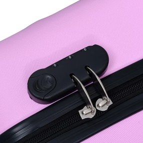 Conjunto de tróleis estojo rígido 3 pcs ABS rosa
