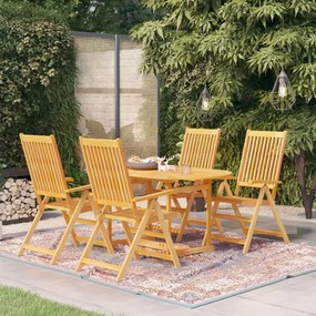vidaXL 5 pcs conjunto de jantar para jardim madeira de teca maciça