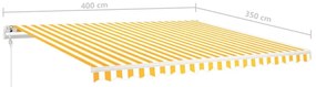 Toldo retrátil manual com luzes LED 4x3,5 m amarelo e branco