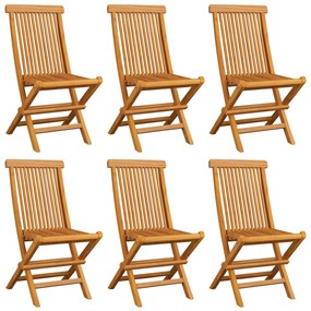 Cadeiras de jardim c/ almofadões antracite 6 pcs teca maciça