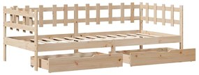 Sofá-cama com gavetas 90x200 cm madeira de pinho maciça