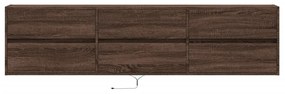 Móvel parede p/ TV c/ luzes LED 180x31x45 cm carvalho castanho