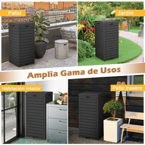 Caixote do lixo para exterior com tampa e tabuleiro para líquidos amovível Contentor impermeável 40 x 40 x 86 cm Preto