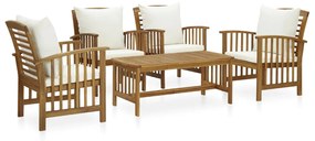 vidaXL 5 pcs conjunto lounge de jardim com almofadões acácia maciça