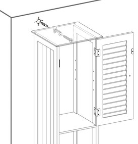 Armário de casa de banho com portas de batente estilo escandinavo 32 x 30 x 170 cm Branco