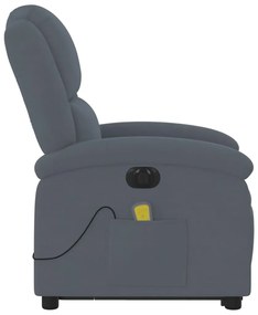 Poltrona massagens elevatória elétrica veludo cinzento-escuro