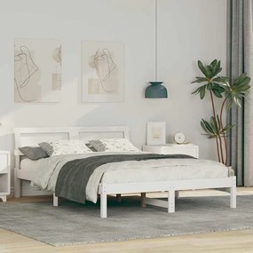 vidaXL Estrutura da Cama com luzes de tira LED com cabeceira Branco 120 x 200 cm
