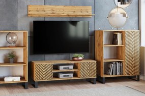 Móvel TV Focus 135 cm - decoração em espinha - cor carvalho artesanal