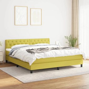 vidaXL Cama com molas/colchão 160x200 cm tecido verde