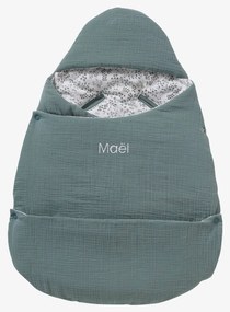 Ninho transformável, em gaze de algodão verde medio liso