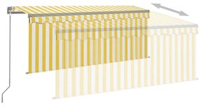 Toldo retrátil manual com estore/LED 3,5x2,5 m amarelo e branco