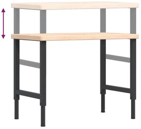 Bancada retangular 100x60x(73-99,5) cm madeira carvalho maciça