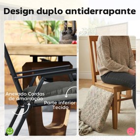 Conjunto de 4 Almofadas para Cadeiras de Jardim (NÃO INCLUIDAS)com Laços e Base Antiderrapante Impermeáveis 39,5x39,5x10 cm Cinza Escuro