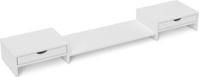 HOMCOM Suporte para Monitor com Ângulo e Comprimento Ajustável e 2 Gavetas para Escritório 60-116x22x12 cm Branco | Aosom Portugal