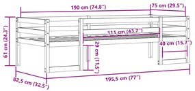 Estrutura de cama infantil 75x190 cm madeira de pinho maciça