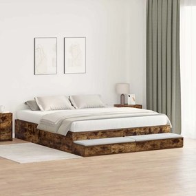 vidaXL Estrado de Cama Carvalho Defumado 200x200 cm