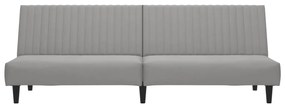 Sofá-cama de 2 lugares veludo cinzento-claro