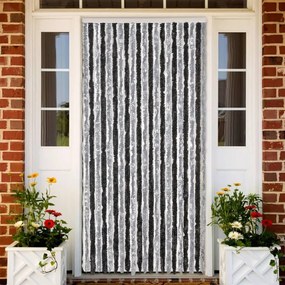 vidaXL Cortina anti-insetos 100x200 cm chenille cinzento e preto