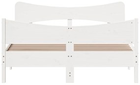 Cama sem colchão 140x190 cm madeira de pinho maciça branco