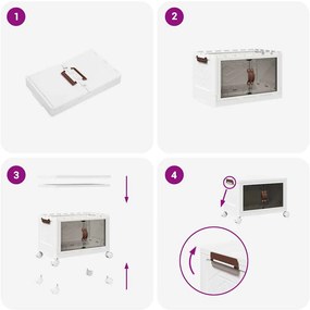 Caixa de arrumação empilhável com rodas 75 L 64x40x41 cm