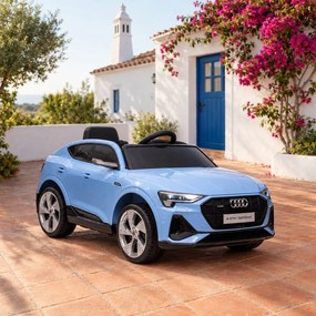 Carro elétrico para crianças Audi E-tron Sportback 12V, comando remoto 2,4 GHz, entrada USB/AUX, suspensão, bateria de lítio, luzes LED, 2 motores de