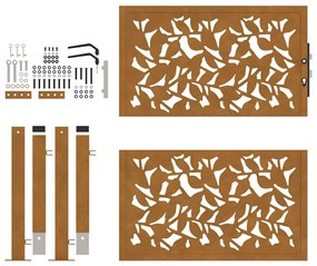 Portão de jardim 105x105 cm design de folha de aço resistente