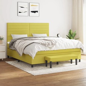vidaXL Cama com molas/colchão 180x200 cm tecido verde-claro