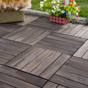 Módulo de 27 Deck de Madeira 30x30cm com Área de 2,5m² Estrados com Sistema de Clic para Balcão Terraço Jardim Marrom Escuro