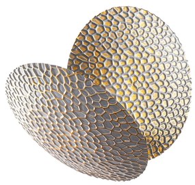 Candeeiro de Parede Yosma - Prateado e Dourado - 21cm x 21cm x 15cm