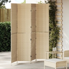 vidaXL Divisória de Ambiente 4 Painéis Dobrável Bege 196x200 cm Rattan Sintético