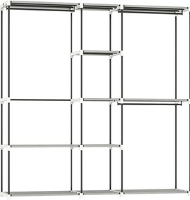 HOMCOM Armário para Roupas 182x43x185 cm Armário Aberto com 8 Prateleiras de Tecido Barras para Pendurar 182x43x185 cm Cinza | Aosom Portugal