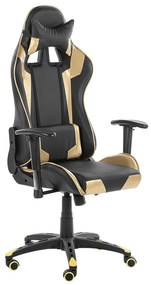 Cadeira de escritório em pele sintética preta e dourada KNIGHT Beliani