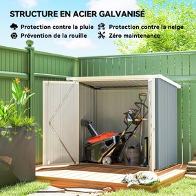 Abrigo de jardim 1,09 m² 2 portas com fechadura 147 x 86 x 134 cm chapa de aço Cinza claro e Branco