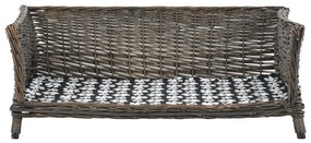 Cesto p/ cães almofadão cinzento 90x54x35 cm salgueiro genuíno