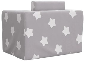 Sofá-cama infantil de c/ estrelas pelúcia cinzento-claro