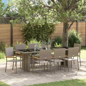 vidaXL Conjunto de Jantar para Jardim 9 pcs Cinzeto 8 Lugares