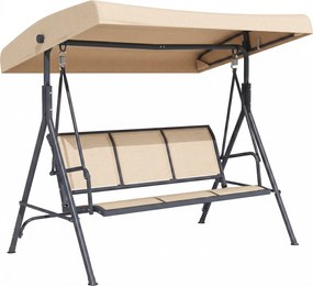 Outsunny Baloiço de Jardim Exterior de 3 Lugares com Toldo Reclinável Assento Respirável e Estrutura de Aço 175x118x159 cm Bege | Aosom Portugal