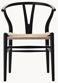 Cadeira em madeira com assento entrançado Wishbone CH24