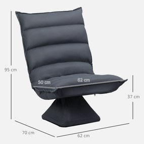 Poltrona giratória de 360° com encosto reclinável, design estofado, 62 x 62 x 95 cm, cinzento escuro