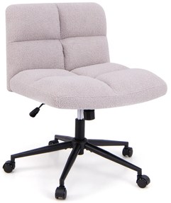 Cadeira giratória de escritório com pernas cruzadas, assento acolchoado, altura ajustável, sem braços, para quarto ou escritório, cinza