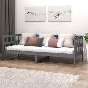 Sofá-cama 80x200 cm madeira de pinho maciça cinzento