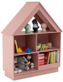 Organizador de brinquedos em formato de casa com 3 níveis e prateleiras abertas - Branco