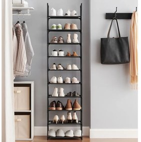 Sapateira com 10 níveis 45 x 28 x 173 cm preto