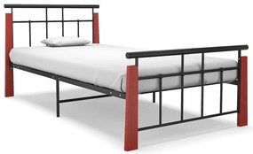 vidaXL Estrutura de cama 100x200 cm metal/madeira de carvalho maciça