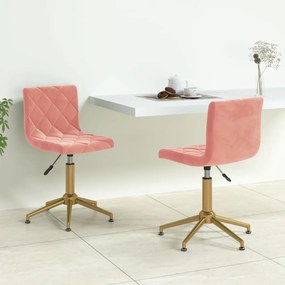 vidaXL Cadeiras de jantar giratórias 2 pcs veludo rosa