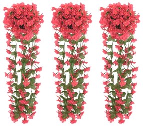 Grinaldas de flores artificiais 3 pcs 85 cm rosa