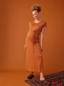 Agora -15%: Vestido comprido, para grávida, da ENVIE DE FRAISE caramelo