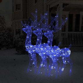 Renas decorativas de Natal 3 pcs 120 cm acrílico azul