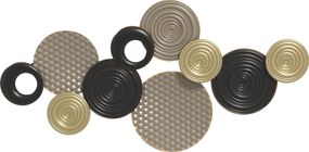 HOMCOM Decoração de parede em metal, escultura de parede em metal, design exclusivo com múltiplos discos, 100 x 50 cm, caqui e preto | Aosom Portugal