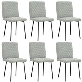Cadeiras de jantar 6 pcs veludo cinzento-claro